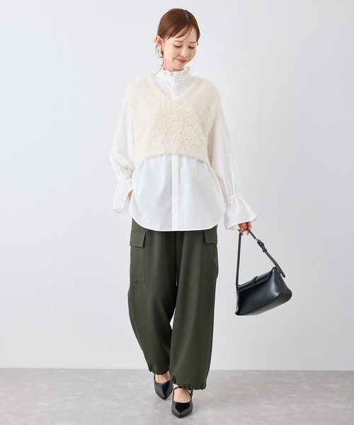 ROPE' PICNIC（ロペピクニック）の「無地・ストライプフリルシャツ（シャツ/ブラウス・レディース・サックスブルー/オフホワイト/ネイビー・38）」の10枚目の写真