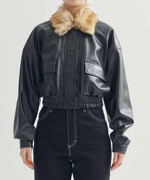 AKIKOAOKI/(アキコアオキ)】Jess 02/ブルゾン/フェイクレザー