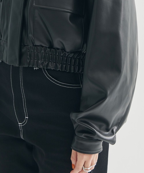 AKIKOAOKI/(アキコアオキ)】Jess 02/ブルゾン/フェイクレザー