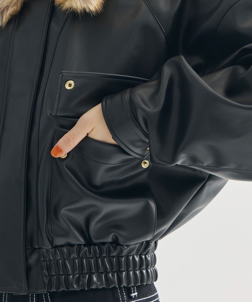 AKIKOAOKI/(アキコアオキ)】Jess 02/ブルゾン/フェイクレザー