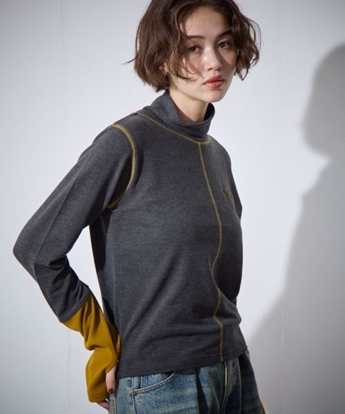 PBLIM（ページボーイリム）の「PBLIM/ハイネックハイショクプルオーバー（Tシャツ/カットソー・レディース・ベージュ/ブラック/チャコールグレー・FREE）」の2枚目の写真