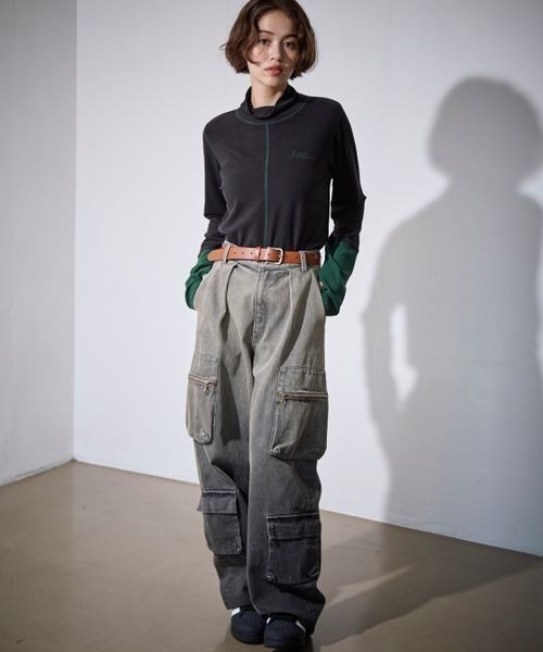 PBLIM（ページボーイリム）の「PBLIM/ハイネックハイショクプルオーバー（Tシャツ/カットソー・レディース・ベージュ/ブラック/チャコールグレー・FREE）」の4枚目の写真