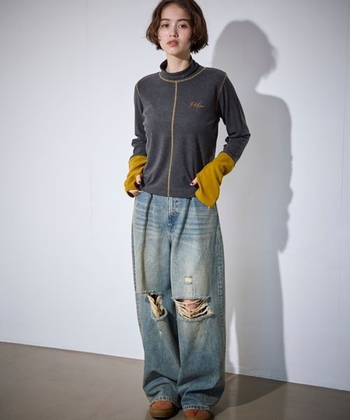 PBLIM（ページボーイリム）の「PBLIM/ハイネックハイショクプルオーバー（Tシャツ/カットソー・レディース・ベージュ/ブラック/チャコールグレー・FREE）」の6枚目の写真