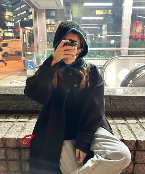 StyleSea（スタイルシー）の「畦編みニットバラクラバ（ニットキャップ/ビーニー・レディース・ホワイト/ホワイト系その他/ブラック/グレー系その他/ブラウン系その他/ブルー/モカ・FREE）」の4枚目の写真