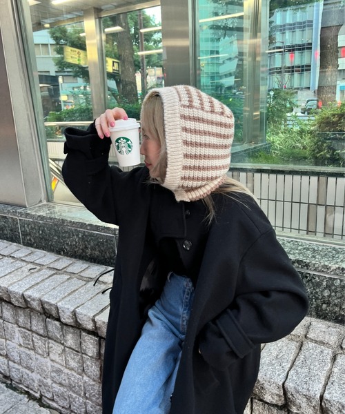 StyleSea（スタイルシー）の「畦編みニットバラクラバ（ニットキャップ/ビーニー・レディース・ホワイト/ホワイト系その他/ブラック/グレー系その他/ブラウン系その他/ブルー/モカ・FREE）」の15枚目の写真