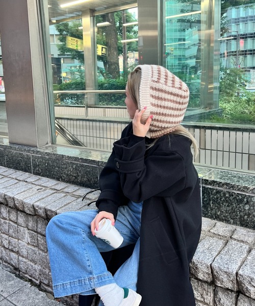 StyleSea（スタイルシー）の「畦編みニットバラクラバ（ニットキャップ/ビーニー・レディース・ホワイト/ホワイト系その他/ブラック/グレー系その他/ブラウン系その他/ブルー/モカ・FREE）」の16枚目の写真