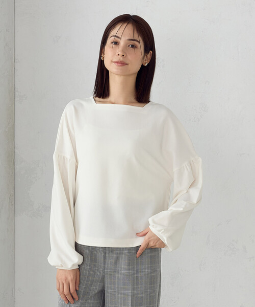 COMME CA ISM(コムサイズム)の「ランタンスリーブ カットソー(Tシャツ/カットソー・レディース・オフホワイト/チャコール・MEDIUM/LARGE)」の1枚目の写真