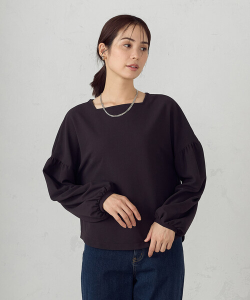 COMME CA ISM(コムサイズム)の「ランタンスリーブ カットソー(Tシャツ/カットソー・レディース・オフホワイト/チャコール・MEDIUM/LARGE)」の2枚目の写真