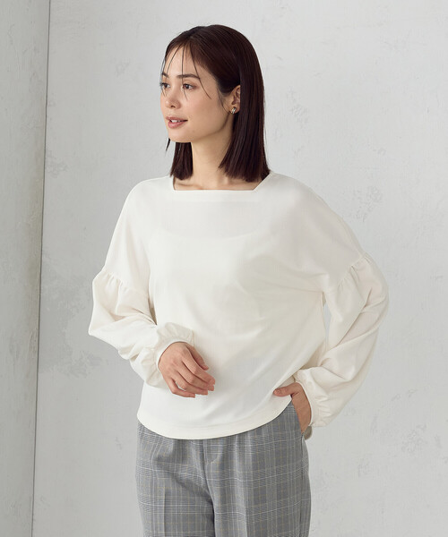 COMME CA ISM(コムサイズム)の「ランタンスリーブ カットソー(Tシャツ/カットソー・レディース・オフホワイト/チャコール・MEDIUM/LARGE)」の7枚目の写真