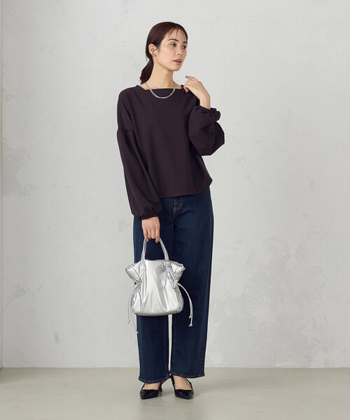 COMME CA ISM(コムサイズム)の「ランタンスリーブ カットソー(Tシャツ/カットソー・レディース・オフホワイト/チャコール・MEDIUM/LARGE)」の8枚目の写真