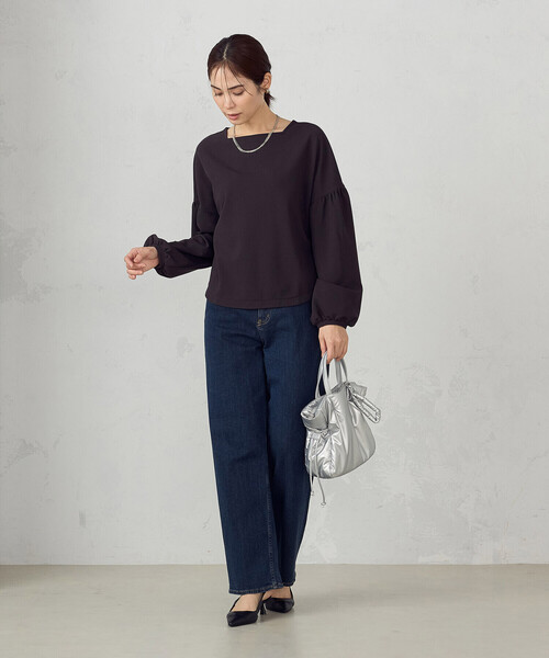 COMME CA ISM(コムサイズム)の「ランタンスリーブ カットソー(Tシャツ/カットソー・レディース・オフホワイト/チャコール・MEDIUM/LARGE)」の9枚目の写真