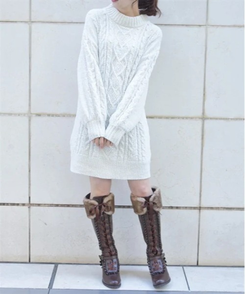 axes femme（アクシーズファム）の「ラメ混モールヤーンチュニック（チュニック・レディース・キナリ/パープル/グレー・FREE）」の2枚目の写真