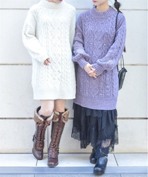 axes femme（アクシーズファム）の「ラメ混モールヤーンチュニック（チュニック・レディース・キナリ/パープル/グレー・FREE）」の17枚目の写真