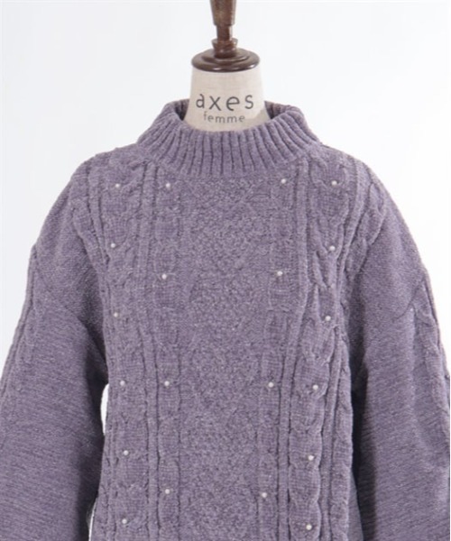 axes femme（アクシーズファム）の「ラメ混モールヤーンチュニック（チュニック・レディース・キナリ/パープル/グレー・FREE）」の4枚目の写真
