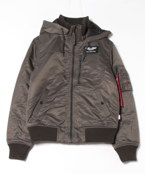 ALPHA(アルファ)の「【ALPHA INDUSTRIES/アルファインダストリーズ】フードリブジャケット HOODED RIB JACKET(ミリタリージャケット・メンズ・ブラック/グレー/ブルー・MEDIUM/LARGE/X-LARGE/SMALL)」の4枚目の写真