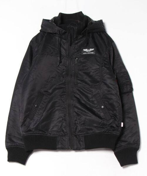 ALPHA(アルファ)の「【ALPHA INDUSTRIES/アルファインダストリーズ】フードリブジャケット HOODED RIB JACKET(ミリタリージャケット・メンズ・ブラック/グレー/ブルー・MEDIUM/LARGE/X-LARGE/SMALL)」の3枚目の写真