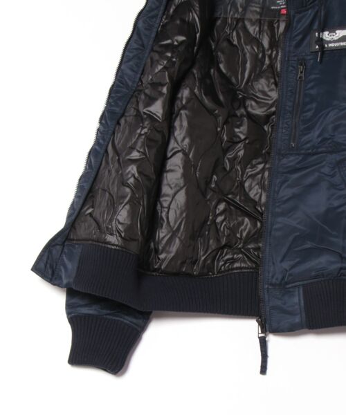 ALPHA(アルファ)の「【ALPHA INDUSTRIES/アルファインダストリーズ】フードリブジャケット HOODED RIB JACKET(ミリタリージャケット・メンズ・ブラック/グレー/ブルー・MEDIUM/LARGE/X-LARGE/SMALL)」の6枚目の写真