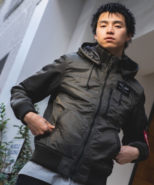 ALPHA(アルファ)の「【ALPHA INDUSTRIES/アルファインダストリーズ】フードリブジャケット HOODED RIB JACKET(ミリタリージャケット・メンズ・ブラック/グレー/ブルー・MEDIUM/LARGE/X-LARGE/SMALL)」の1枚目の写真