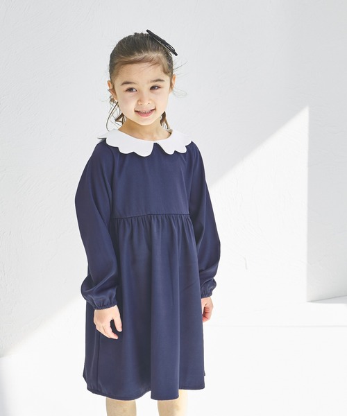 pairmanon(ペアマノン)の「スカラップ襟付き オケージョンワンピース(ワンピース・キッズ・ネイビー/ピンク系その他/チャコールグレー・90/130/140/110/120/150/100)」の1枚目の写真