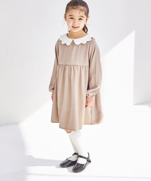 pairmanon(ペアマノン)の「スカラップ襟付き オケージョンワンピース(ワンピース・キッズ・ネイビー/ピンク系その他/チャコールグレー・90/130/140/110/120/150/100)」の3枚目の写真