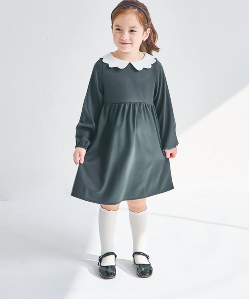 pairmanon(ペアマノン)の「スカラップ襟付き オケージョンワンピース(ワンピース・キッズ・ネイビー/ピンク系その他/チャコールグレー・90/130/140/110/120/150/100)」の2枚目の写真