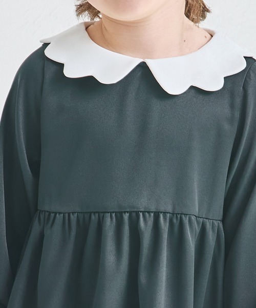 pairmanon(ペアマノン)の「スカラップ襟付き オケージョンワンピース(ワンピース・キッズ・ネイビー/ピンク系その他/チャコールグレー・90/130/140/110/120/150/100)」の4枚目の写真