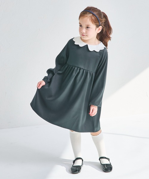 pairmanon(ペアマノン)の「スカラップ襟付き オケージョンワンピース(ワンピース・キッズ・ネイビー/ピンク系その他/チャコールグレー・90/130/140/110/120/150/100)」の5枚目の写真