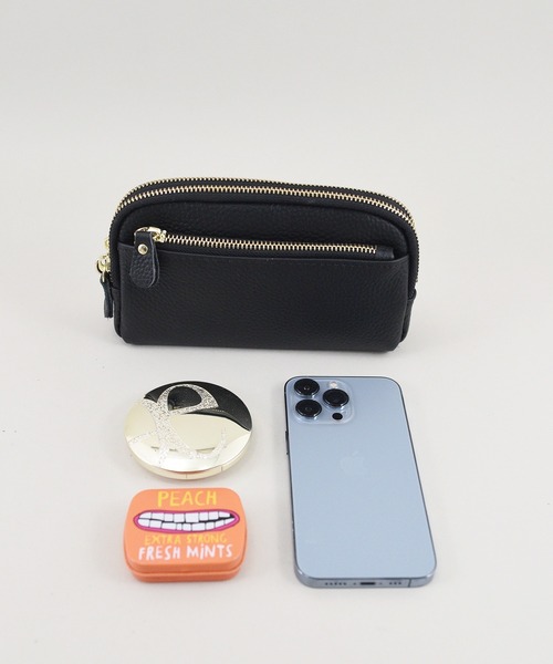 styiro(スタイロ)の「【選べる5色】牛床革仕切りポケットお財布ショルダー(ショルダーバッグ・レディース・ブルーグレー/ブラック/レッド/コーラルピンク/キャメル・FREE)」の15枚目の写真