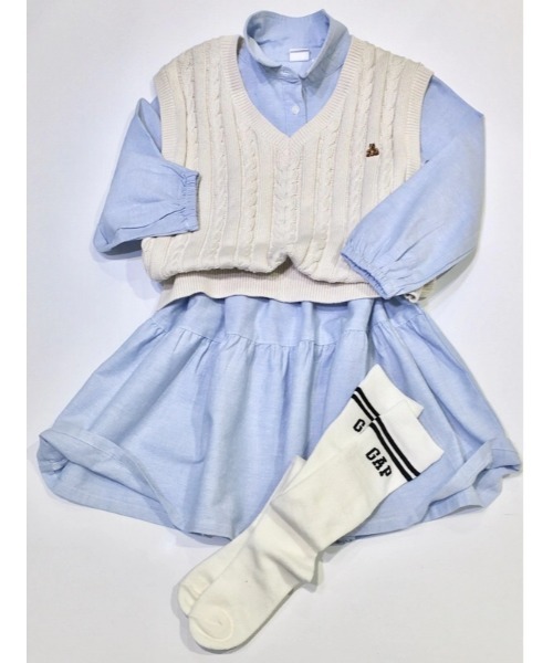 GAP（ギャップ）の「ティアード シャツワンピース (キッズ)（ワンピース・キッズ・ブルー・130cm/150cm/120cm/160cm/140cm/110cm）」の5枚目の写真