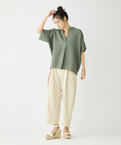 セール】リネン混オーバーサイズスキッパーシャツ【セットアップ