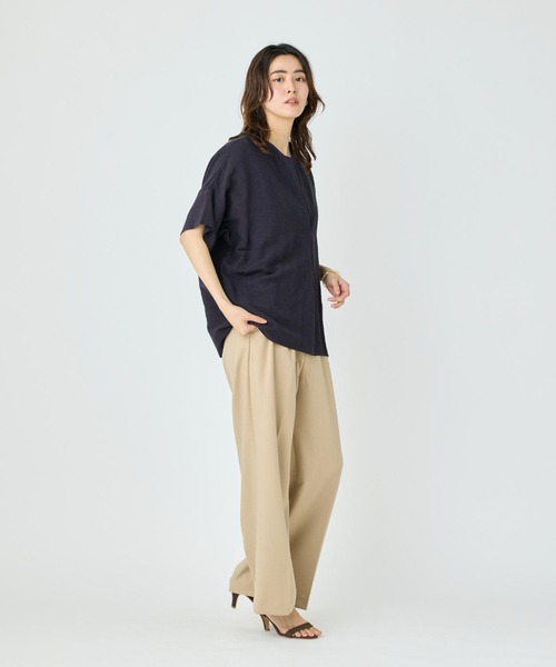 セール】リネン混オーバーサイズスキッパーシャツ【セットアップ