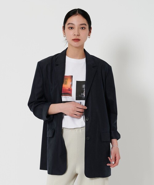 BEAUTY&YOUTH UNITED ARROWS(ビューティーアンドユースユナイテッドアローズ)の「セルロースブレンド 2B ライトジャケット(テーラードジャケット・レディース・ネイビー/オフホワイト・S/M)」の4枚目の写真