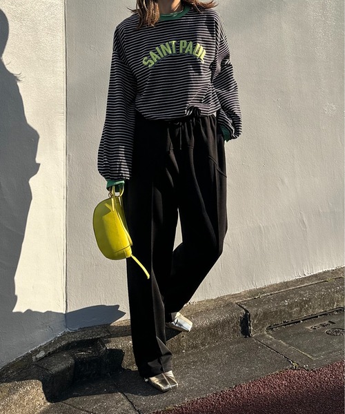 mi via loca（ミヴィアロカ）の「【2WAY！】センターシーム 切り替え ストレッチ イージーパンツ（その他パンツ・レディース・レッド/ベージュ/ライム/ブラック・FREE）」の7枚目の写真