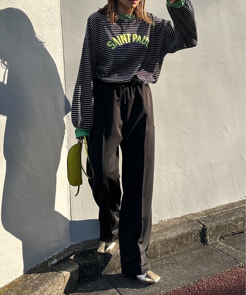 mi via loca（ミヴィアロカ）の「【2WAY！】センターシーム 切り替え ストレッチ イージーパンツ（その他パンツ・レディース・レッド/ベージュ/ライム/ブラック・FREE）」の8枚目の写真