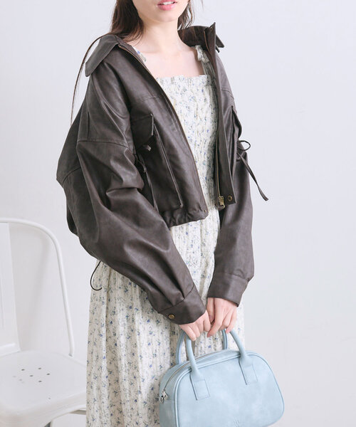 OLIVE des OLIVE（オリーブデオリーブ）の「前あきシャーリングキャミワンピ（ワンピース・レディース・アイボリー/サックスブルー/ブラック/オフホワイト・FREE）」の17枚目の写真