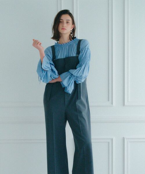 Editt by YECCA VECCA（エディットバイイェッカヴェッカ）の「2wayギャザーデザインブラウス（シャツ/ブラウス・レディース・オフホワイト/ライトグリーン/ネイビー/サックスブルー・FREE）」の7枚目の写真