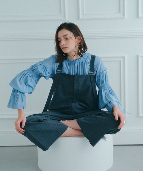 Editt by YECCA VECCA（エディットバイイェッカヴェッカ）の「2wayギャザーデザインブラウス（シャツ/ブラウス・レディース・オフホワイト/ライトグリーン/ネイビー/サックスブルー・FREE）」の15枚目の写真