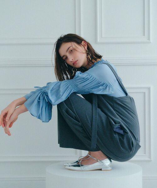 Editt by YECCA VECCA（エディットバイイェッカヴェッカ）の「2wayギャザーデザインブラウス（シャツ/ブラウス・レディース・オフホワイト/ライトグリーン/ネイビー/サックスブルー・FREE）」の16枚目の写真