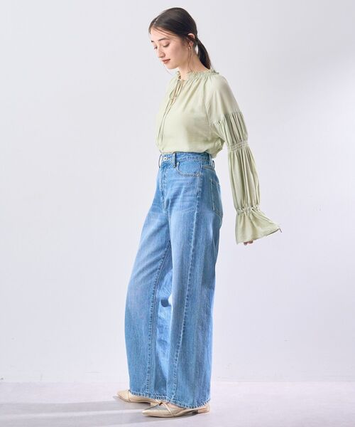 Editt by YECCA VECCA（エディットバイイェッカヴェッカ）の「2wayギャザーデザインブラウス（シャツ/ブラウス・レディース・オフホワイト/ライトグリーン/ネイビー/サックスブルー・FREE）」の22枚目の写真