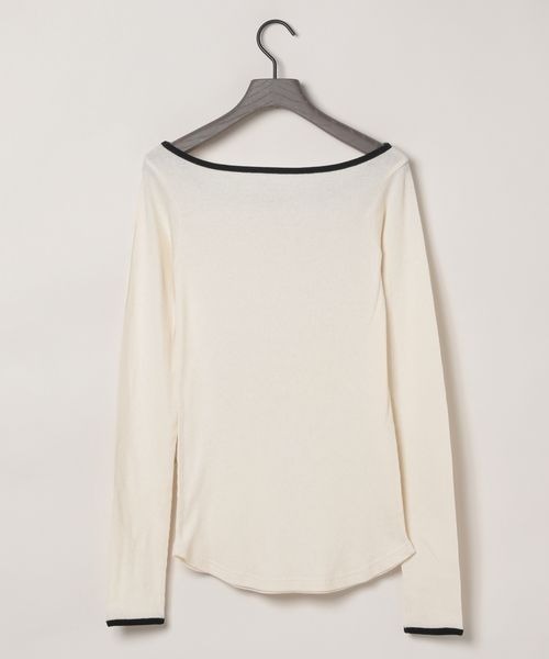 eL(エル)の「【eL】Color Trim Tee LS/291492(Tシャツ/カットソー・レディース・オフホワイト/ネイビー/ライトブルー・FREE)」の4枚目の写真