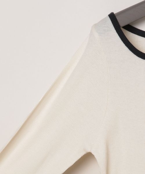 eL(エル)の「【eL】Color Trim Tee LS/291492(Tシャツ/カットソー・レディース・オフホワイト/ネイビー/ライトブルー・FREE)」の6枚目の写真