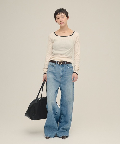 eL(エル)の「【eL】Color Trim Tee LS/291492(Tシャツ/カットソー・レディース・オフホワイト/ネイビー/ライトブルー・FREE)」の13枚目の写真