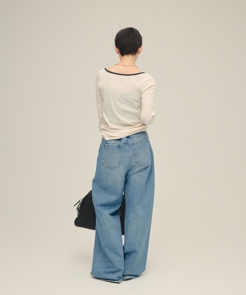 eL(エル)の「【eL】Color Trim Tee LS/291492(Tシャツ/カットソー・レディース・オフホワイト/ネイビー/ライトブルー・FREE)」の15枚目の写真