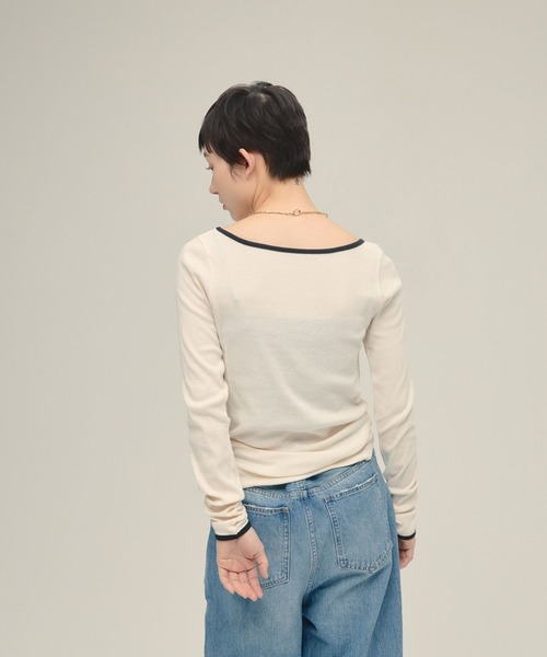 eL(エル)の「【eL】Color Trim Tee LS/291492(Tシャツ/カットソー・レディース・オフホワイト/ネイビー/ライトブルー・FREE)」の18枚目の写真