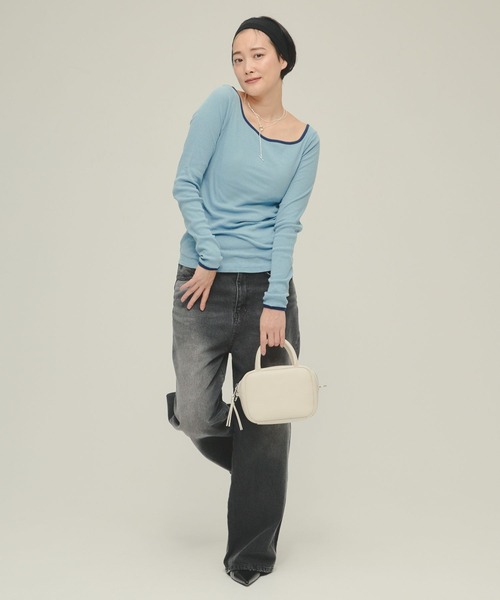 eL(エル)の「【eL】Color Trim Tee LS/291492(Tシャツ/カットソー・レディース・オフホワイト/ネイビー/ライトブルー・FREE)」の22枚目の写真