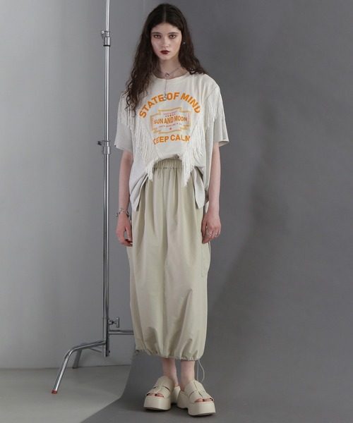 (GENE HEAVENS)リメイクライク フリンジ Tシャツ ブラック セール】(GENE HEAVENS)リメイクライク フリンジ Tシャツ（T