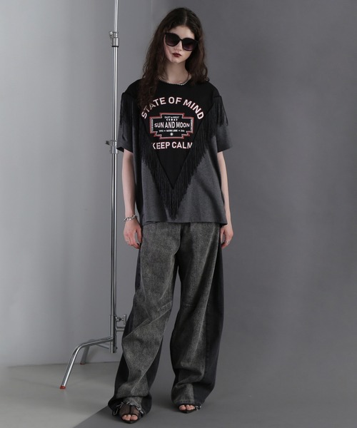 (GENE HEAVENS)リメイクライク フリンジ Tシャツ セール】(GENE HEAVENS)リメイクライク フリンジ Tシャツ（T