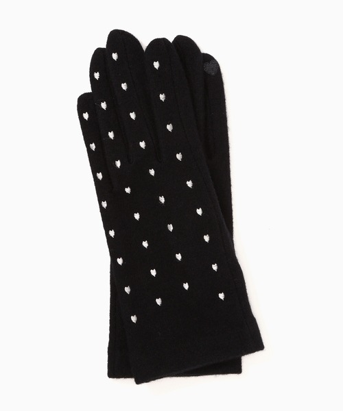 ROSE BUD（ローズバッド）の「(VINCENT PRADIER)ハートモチーフ刺繍グローブ（手袋・レディース・ブラック/ネイビー・ONE SIZE）」の9枚目の写真