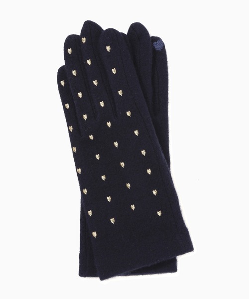 ROSE BUD（ローズバッド）の「(VINCENT PRADIER)ハートモチーフ刺繍グローブ（手袋・レディース・ブラック/ネイビー・ONE SIZE）」の7枚目の写真