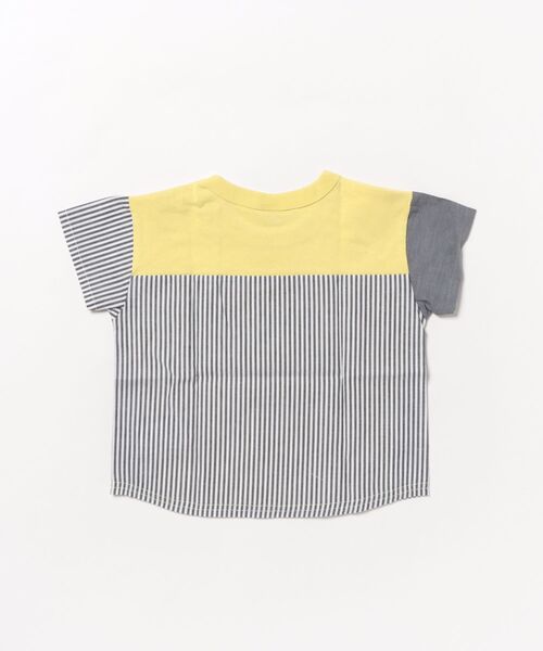 Crescent(クレッセント)の「ヘンリーネック風異素材切替半袖Tシャツ(Tシャツ/カットソー・キッズ・マスタード/ホワイト・80/90/100/110/120/130)」の3枚目の写真